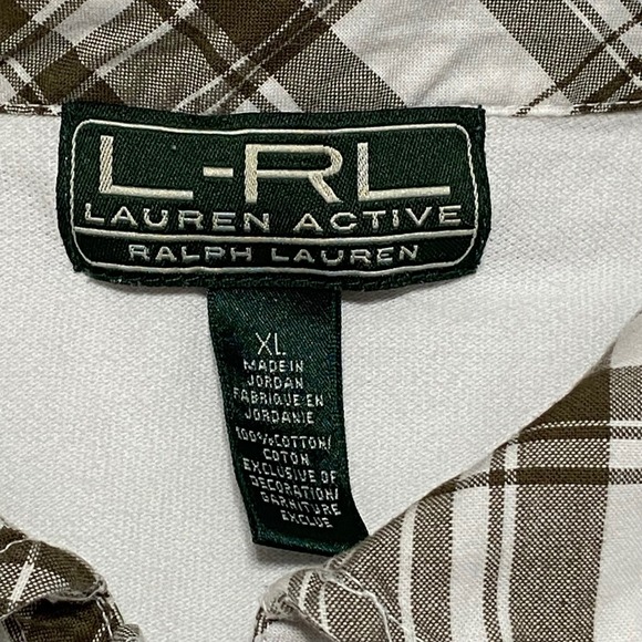 Lauren Active Ralph Lauren Womens Golf Set White Polo Brown Plaid Shorts XL 10 - Picture 3 of 12